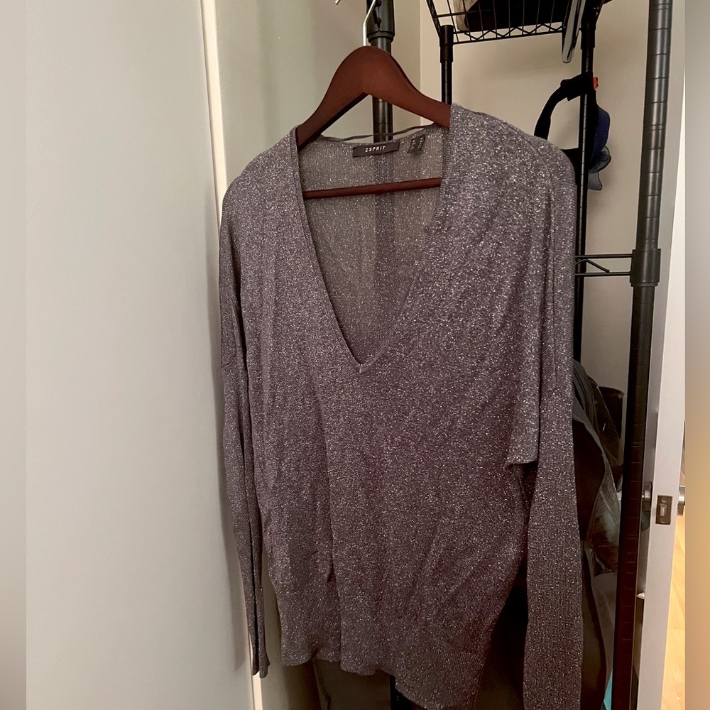 Sparkly, long sleeve silver blouse